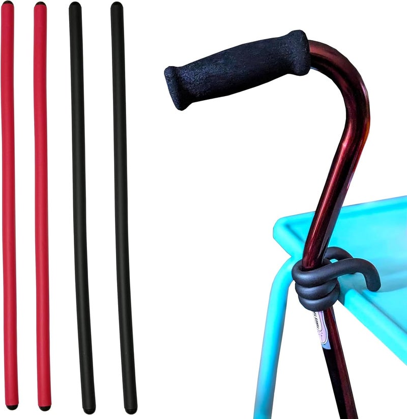 BTREEFLO Cane Holder - 4 Pcs Table & Wheelchair Cane Accessories, Flexible Hooks, Grabber Holder for Mobility Scooter, Crutches - Image 1